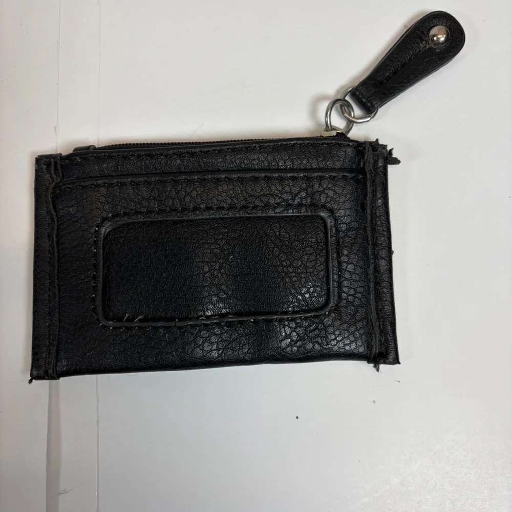 Marc Fisher Black Leather Zip Wristlet / Wallet Pouch